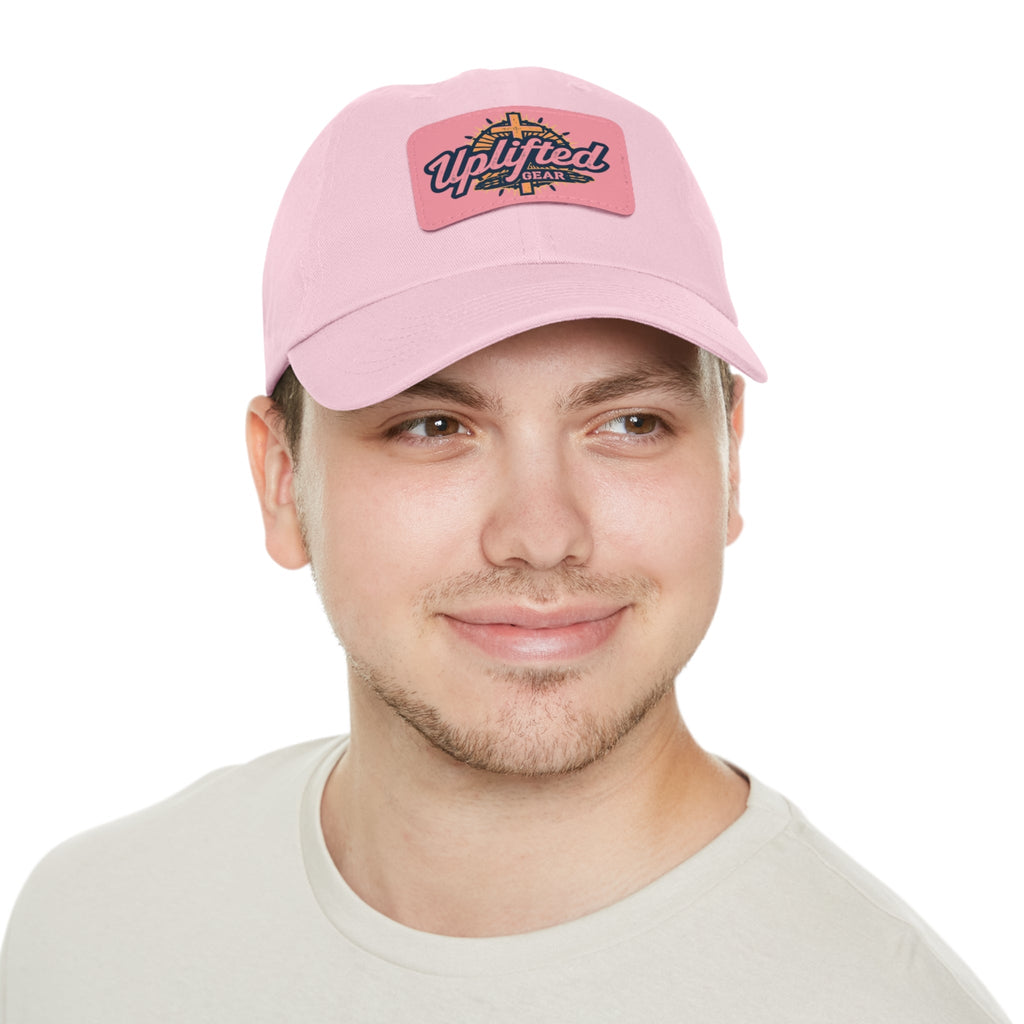 Uplifted Gear Leather Patch Dad Hat — Vintage Aviation Logo Cap Printify