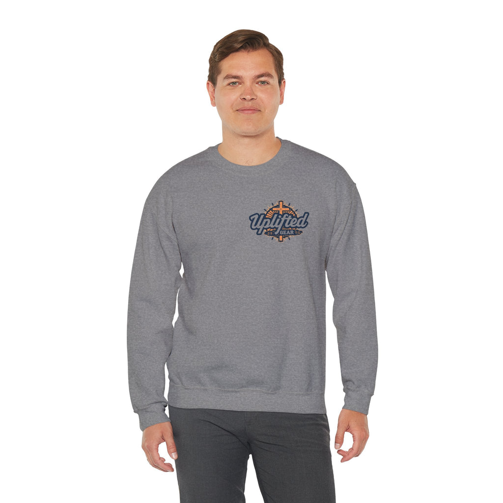 ✨ Chosen. Loved. Redeemed. – Elegant Christian Sweatshirt | Gold Foil Faith Tee | Subtle Cross & Heart Design | Inspirational Bible Verse Apparel by Uplifted Gear Printify
