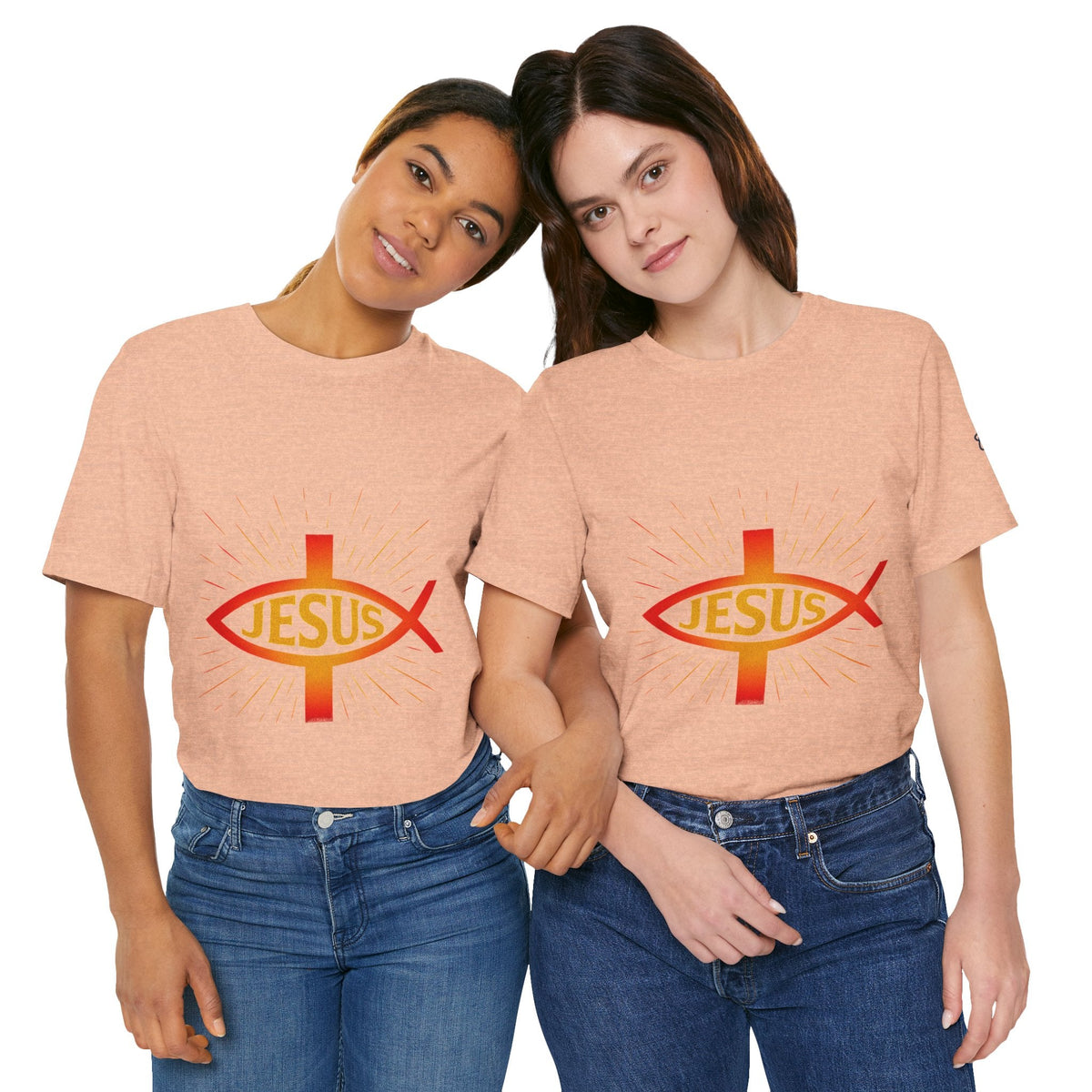 Jesus Ichthys T-shirt – Christian Fish Symbol with Cross & Jesus Inscription T-shirt for Eternal Faith & Streetwear Printify