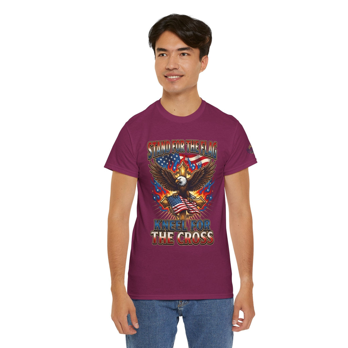 Stand for the Flag Kneel for the Cross T-shirt | Patriotic Eagle T-shirt Printify