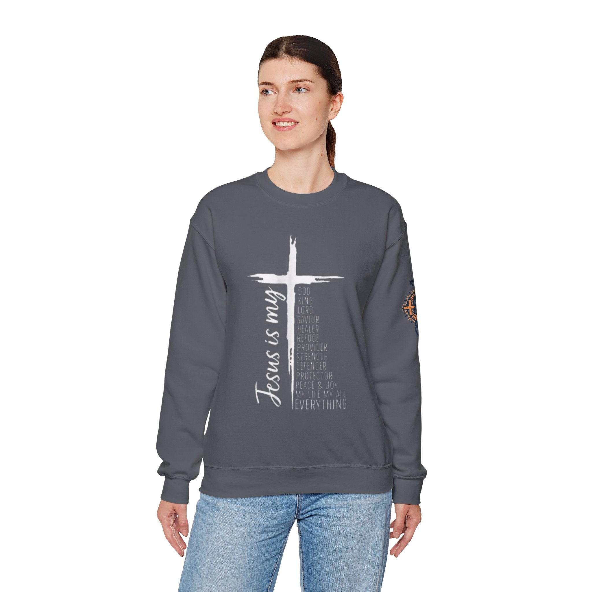 Jesus Is My Everything Sweatshirt – Cross List God King Lord Savior Christian Sweatshirt for Total Surrender Faith Printify