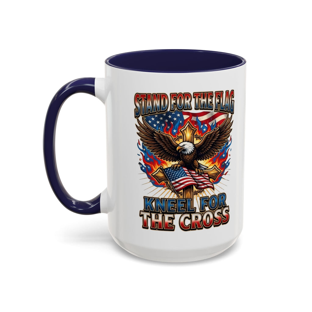 Patriotic Eagle Coffee Mug — "Stand for the Flag, Kneel for the Cross" (11/15oz) Printify