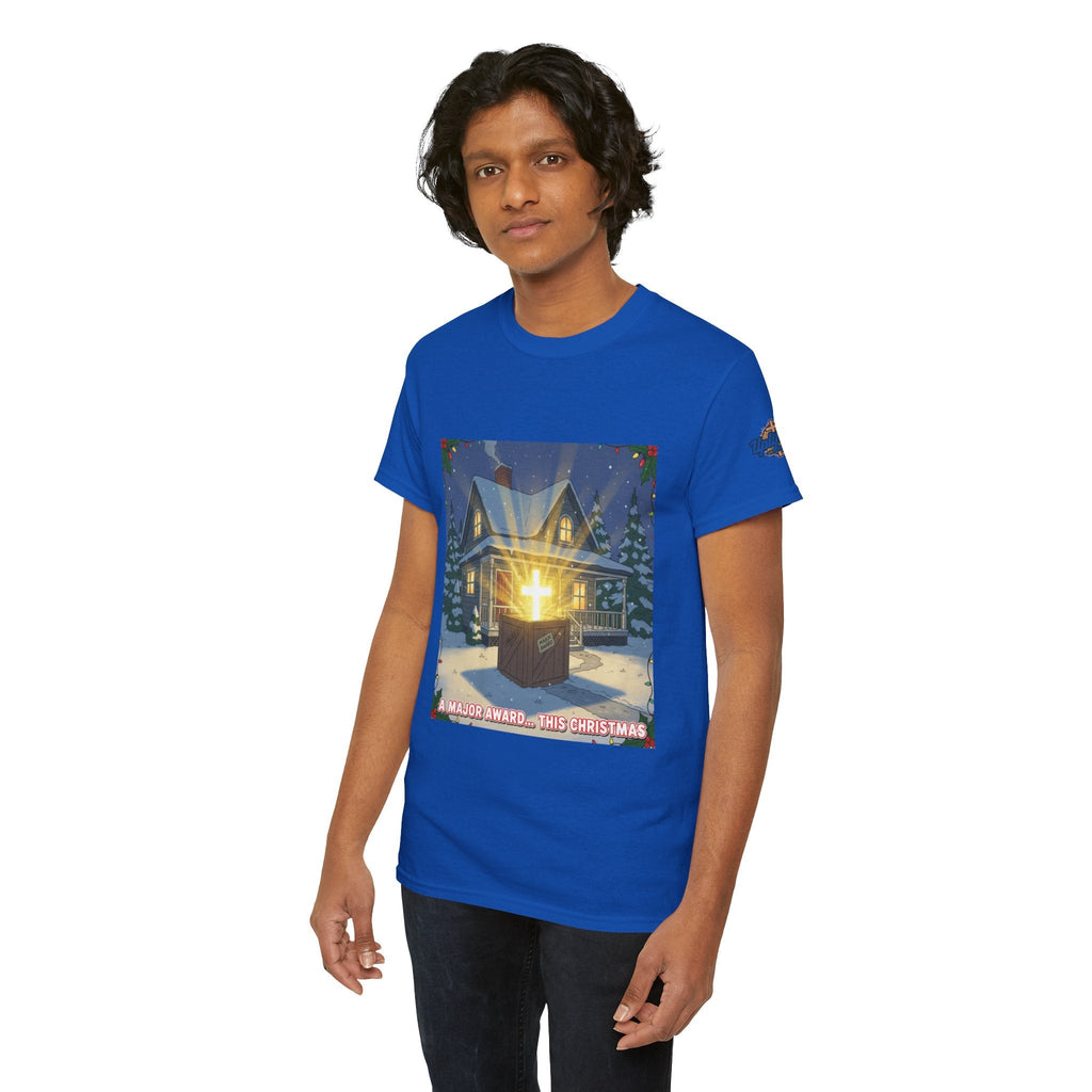 A Major Award This Christmas T-shirt – Fragile Leg Lamp Parody Cross Unboxing Christian T-shirt for Hilarious Faith & Holiday Glow Printify