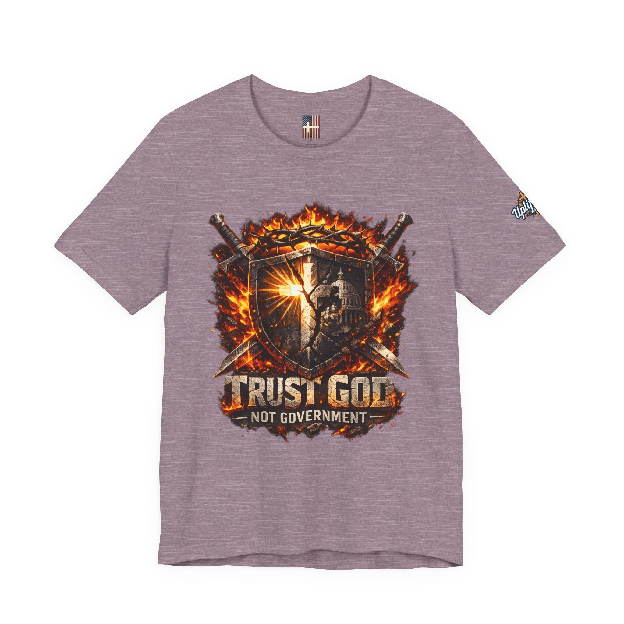 Trust God Not Government Shield Tee — Patriotic Christian Faith T-Shirt Printify
