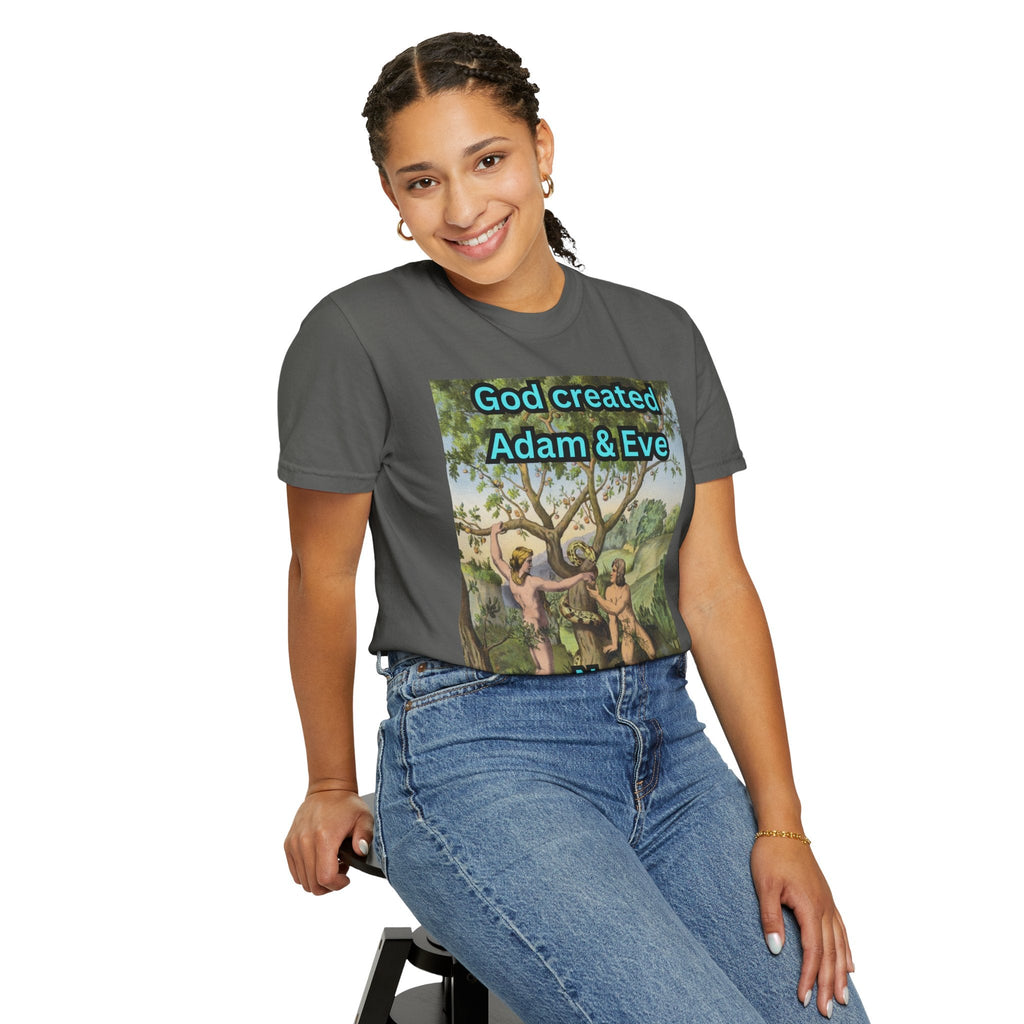 God Created Adam and Eve T-Shirt – Biblical Truth Christian Tee for Bold Faith Printify