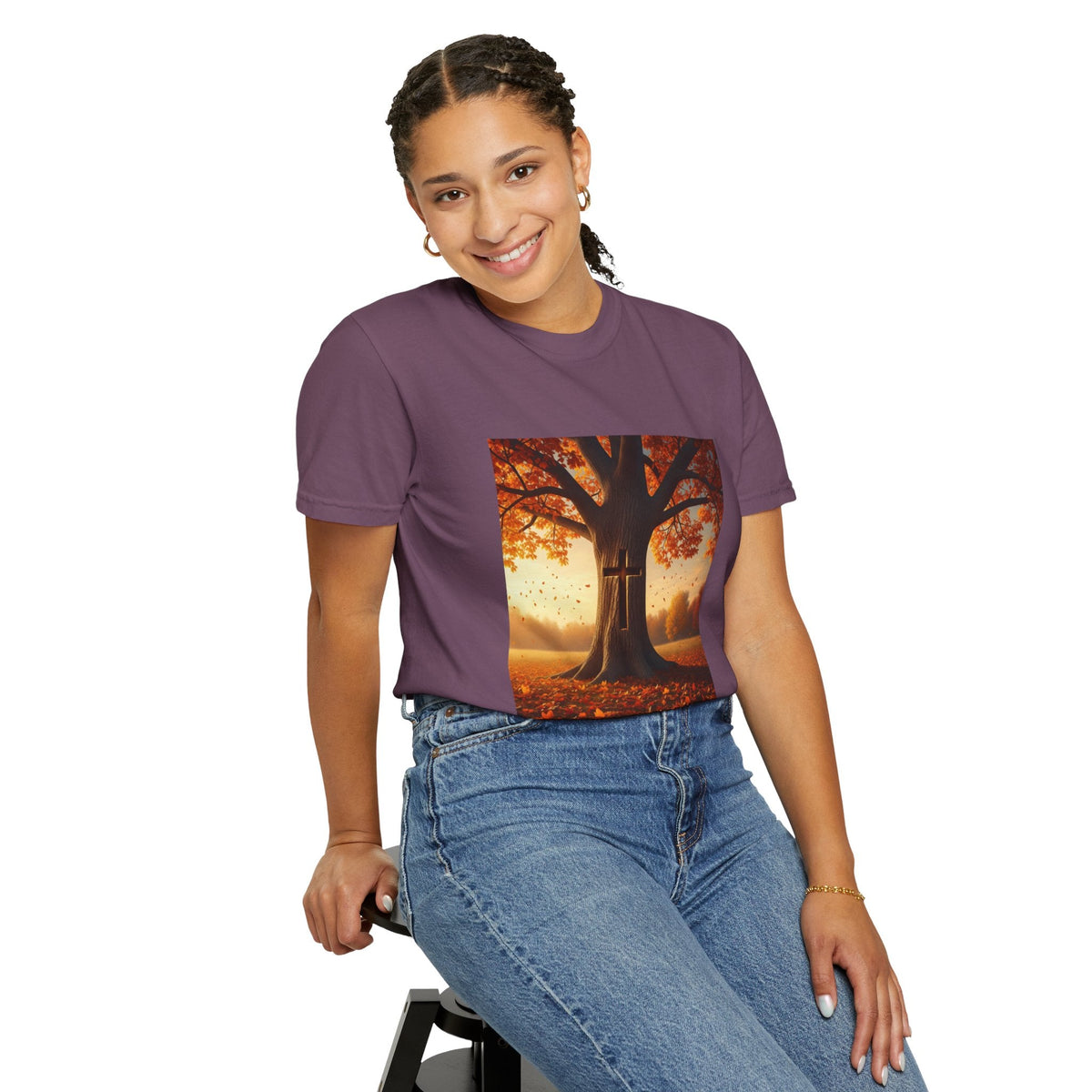 Trust in the Lord T-Shirt – Autumn Tree Christian Tee with Proverbs 3:5 Printify
