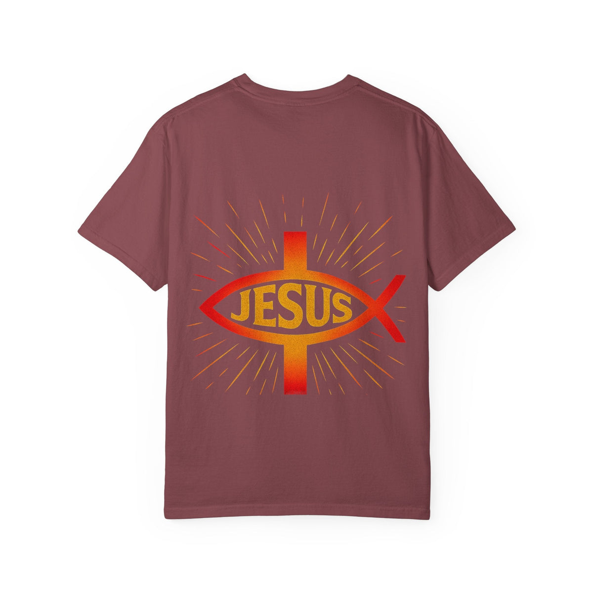 Jesus Ichthys T-shirt – Christian Fish Symbol with Cross & Jesus Inscription T-shirt for Eternal Faith & Streetwear Printify