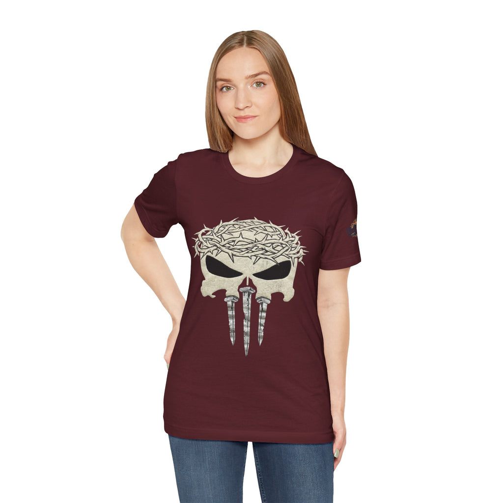 Christian Skull T-shirt - Crown of Thorns & Nails - Warrior Faith T-shirt Printify