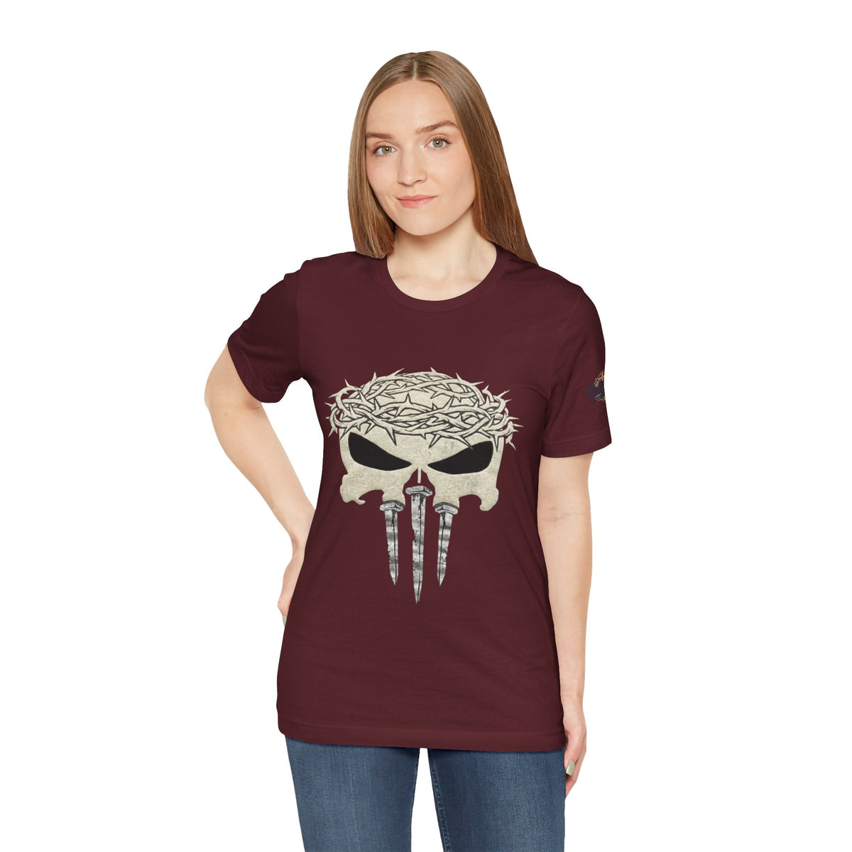 Christian Skull T-shirt - Crown of Thorns & Nails - Warrior Faith T-shirt Printify