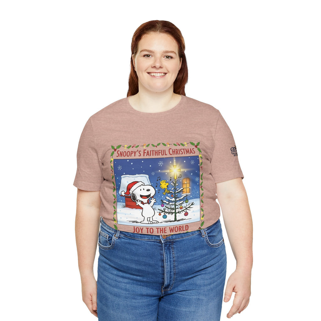 🎄 Faithful Christmas Friends – Christian Holiday T-Shirt | Festive Tree & Cartoon Duo | Heartwarming Christmas Tee by Uplifted Gear Printify