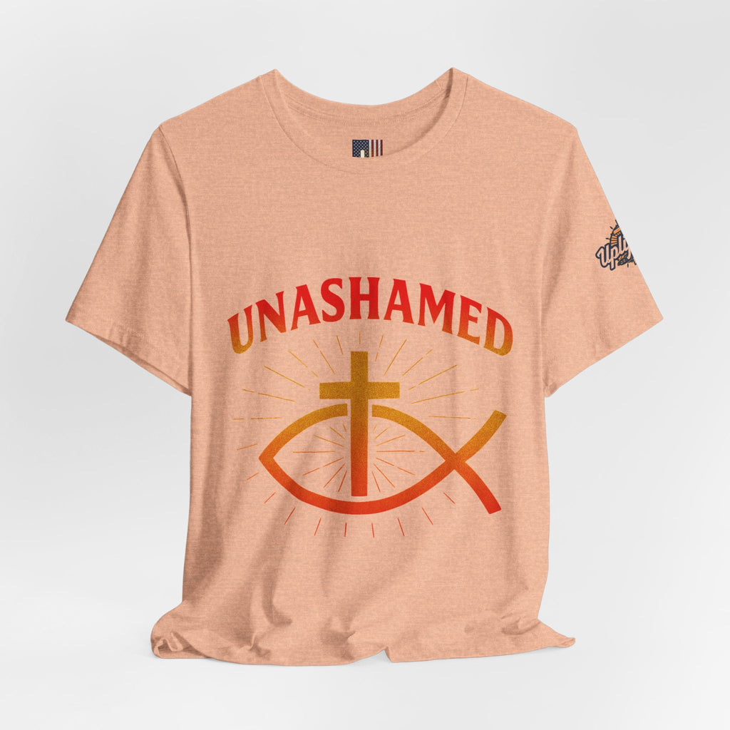 Unashamed T-shirt – Ichthys Jesus Fish & Cross Christian T-shirt for Romans 1:16 Bold Faith Printify