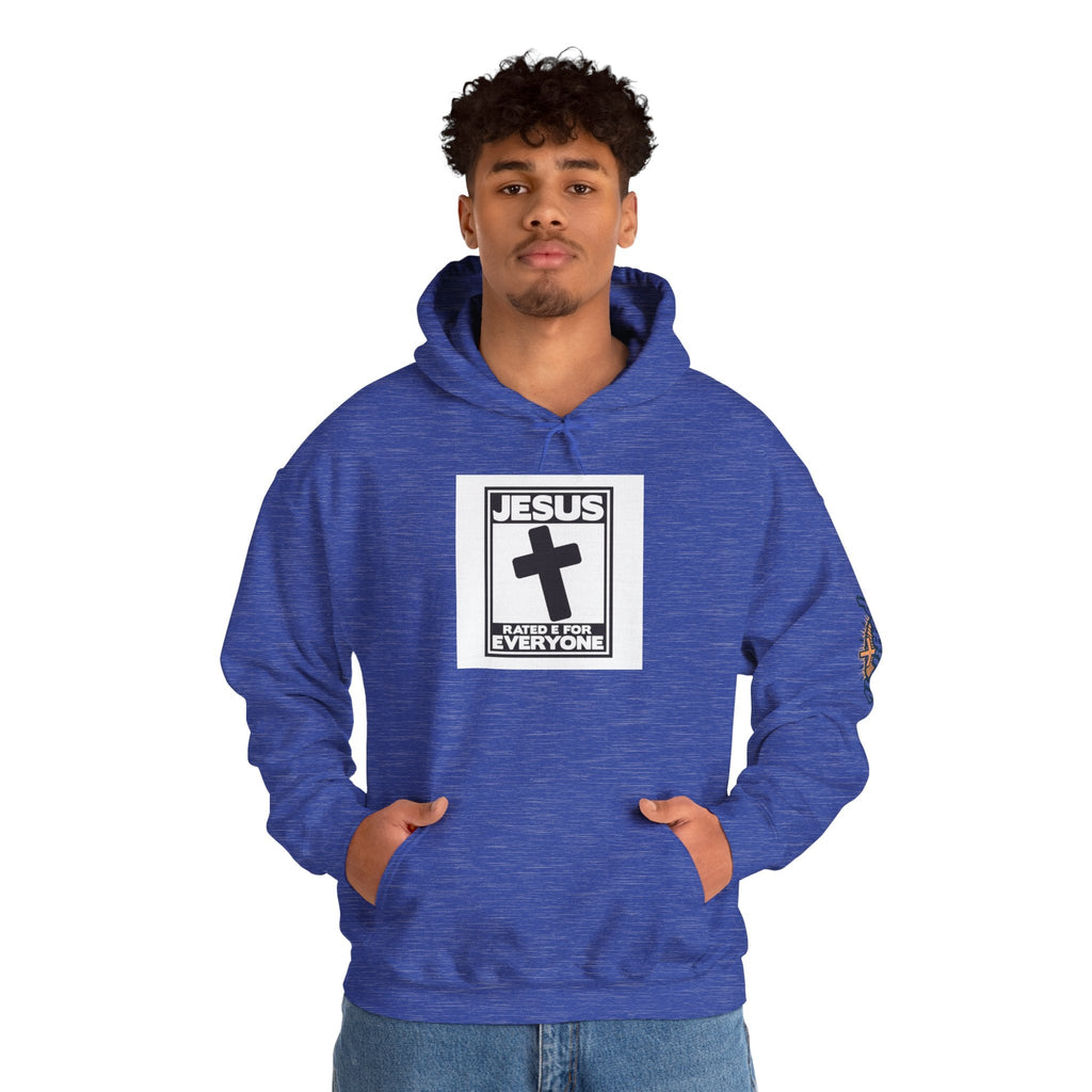 Jesus, Rated E for Everyone Hoodie - Gamer Faith Hoodie - Christian Video Game Parody Printify