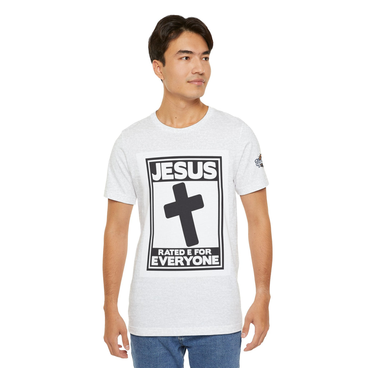 Jesus, Rated E for Everyone T-shirt - Gamer Faith T-shirt - Christian Video Game Parody Printify