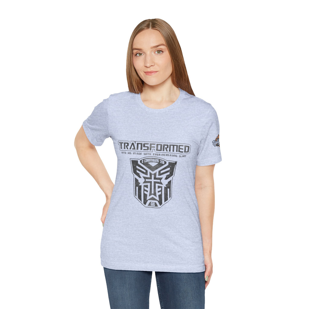 Transformer Logo Christian T-shirt | 2 Corinthians 3:18 Bible Verse T-shirt Printify