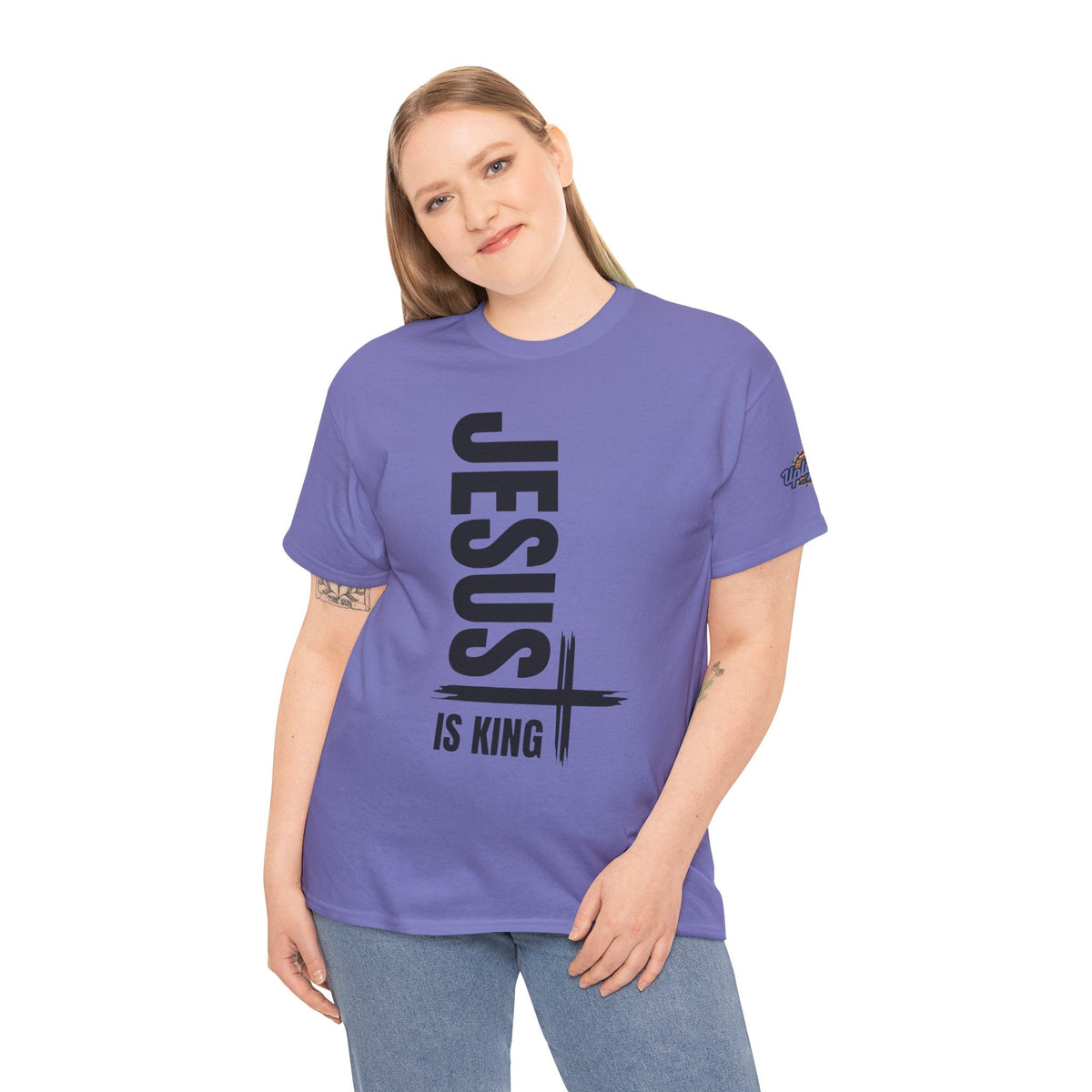 Jesus Is King T-shirt | Modern Typographic Cross Christian T-shirt Printify