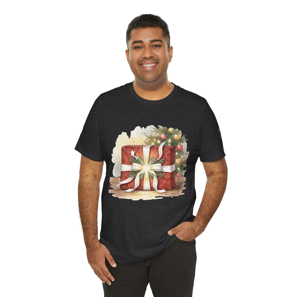 The Greatest Gift T-shirt – Cross Bow Present Christian T-shirt for Christmas Salvation & Eternal Faith Printify