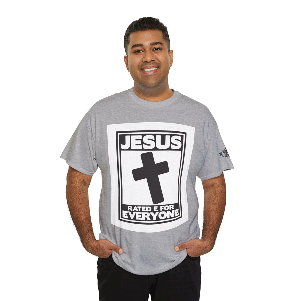 Jesus, Rated E for Everyone T-shirt - Gamer Faith T-shirt - Christian Video Game Parody Printify
