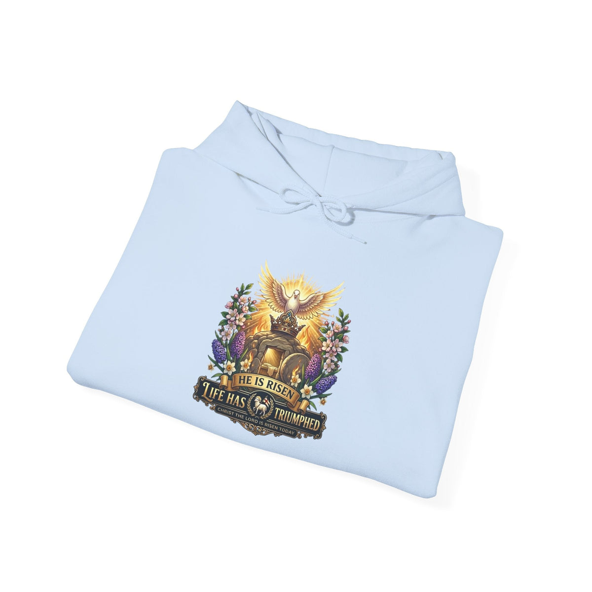 He Is Risen "Life Has Triumphed" Hoodie — Easter Resurrection Christian Hoodie Printify