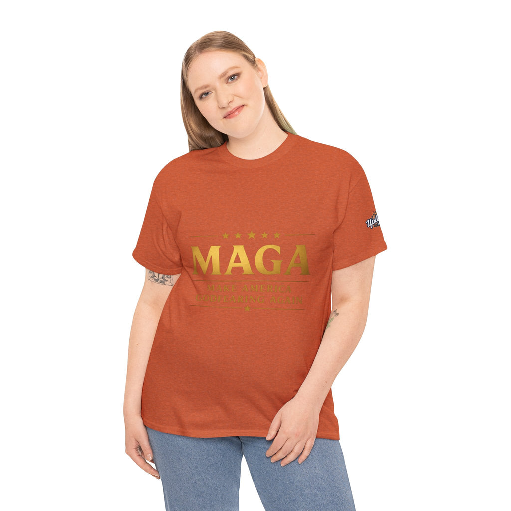 MAGA Gold Letter T-Shirt — "Make America Great Again" Printify