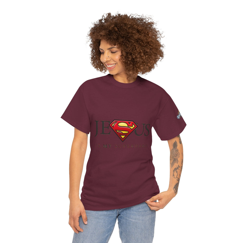 Jesus Is My Superhero T-Shirt — Faith-Based Superman-Inspired Tee Printify