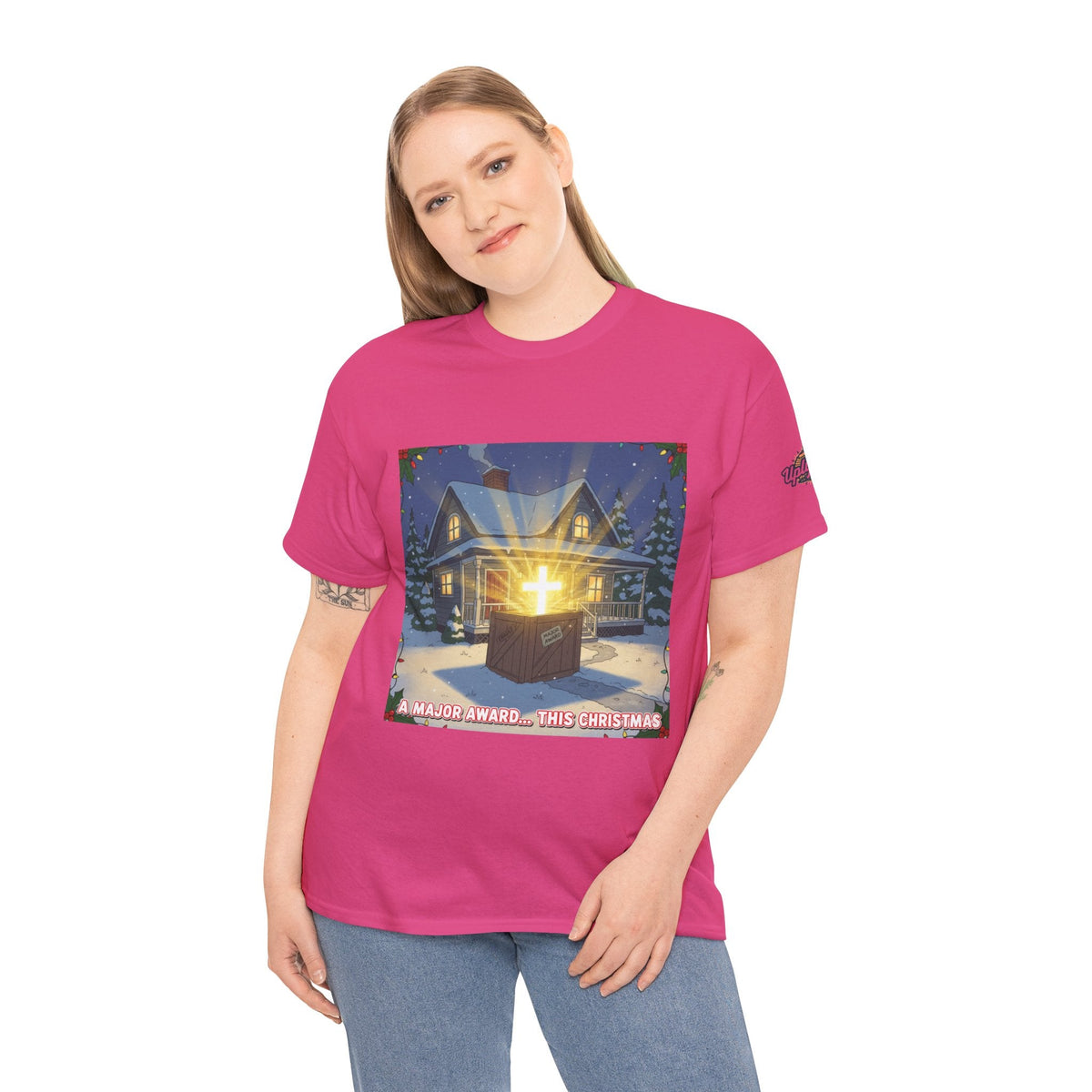 A Major Award This Christmas T-shirt – Fragile Leg Lamp Parody Cross Unboxing Christian T-shirt for Hilarious Faith & Holiday Glow Printify