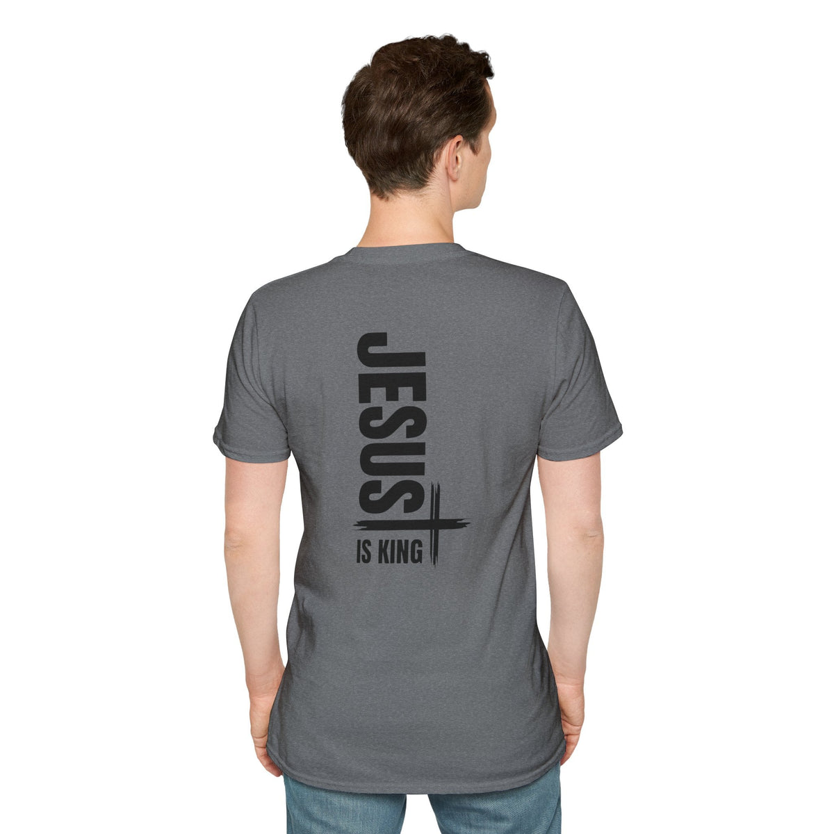 Jesus Is King T-shirt | Modern Typographic Cross Christian T-shirt Printify