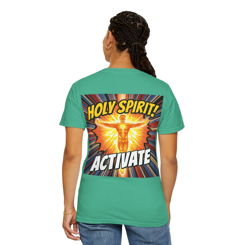 Holy Spirit Activate T-shirt – Superhero Christian T-shirt with Vibrant Power-Up Design for Faith-Fueled Boldness Printify