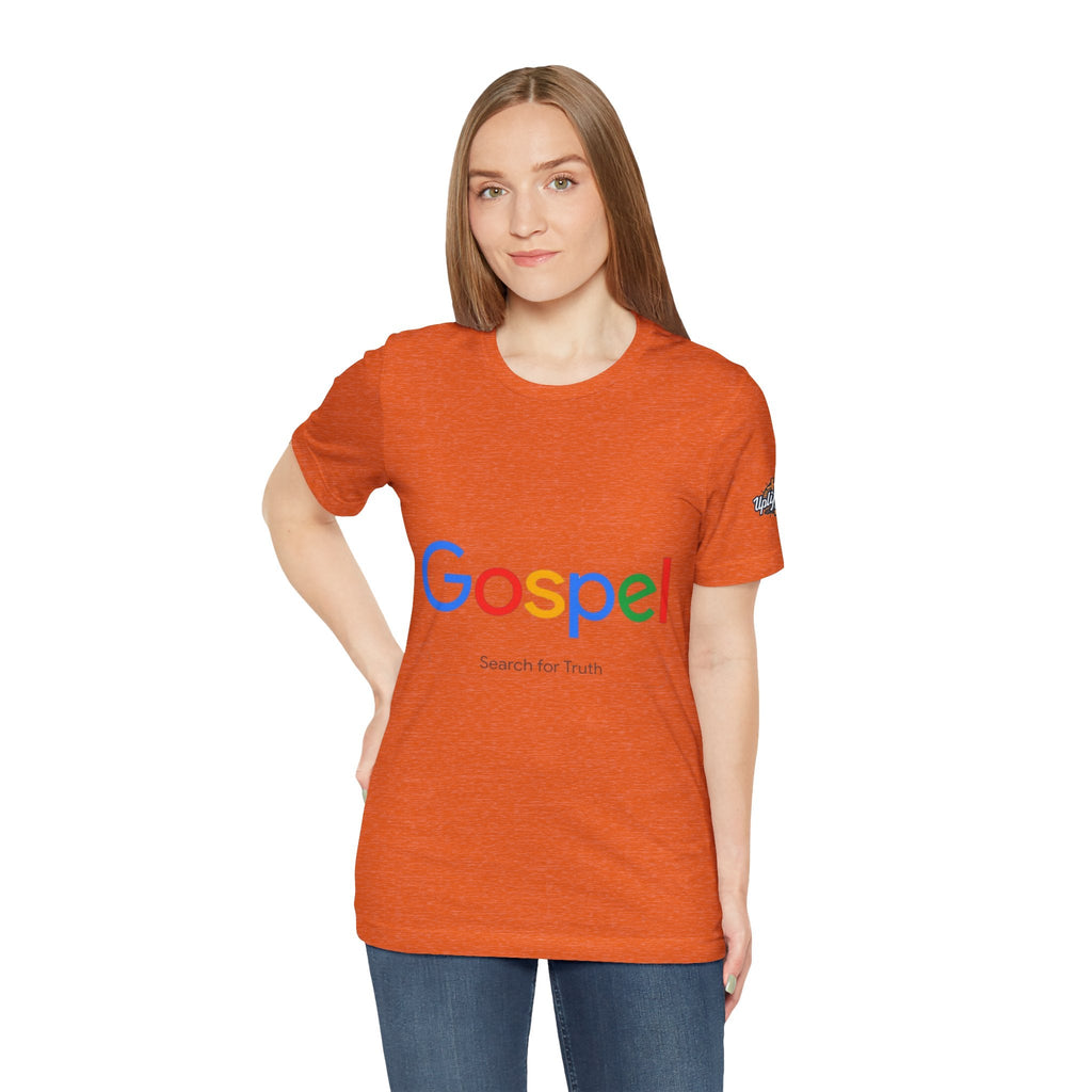 Gospel Graphic Tee — "Gospel" Colorful Logo Christian T-Shirt Printify