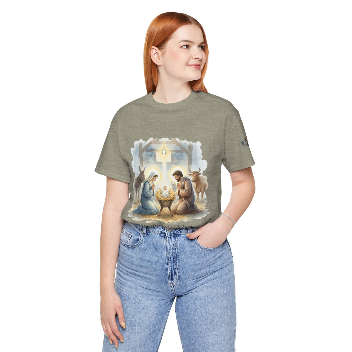 Unto Us a Child is Born T-shirt – Isaiah 9:6 Nativity Manger Scene Christian Christmas T-shirt for Holy Night Faith Printify
