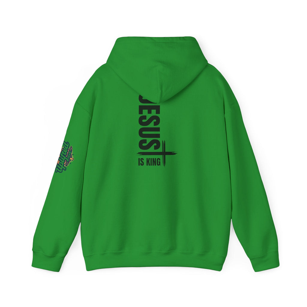 Jesus Is King Hoodie | Modern Typographic Cross Christian Hoodie Printify