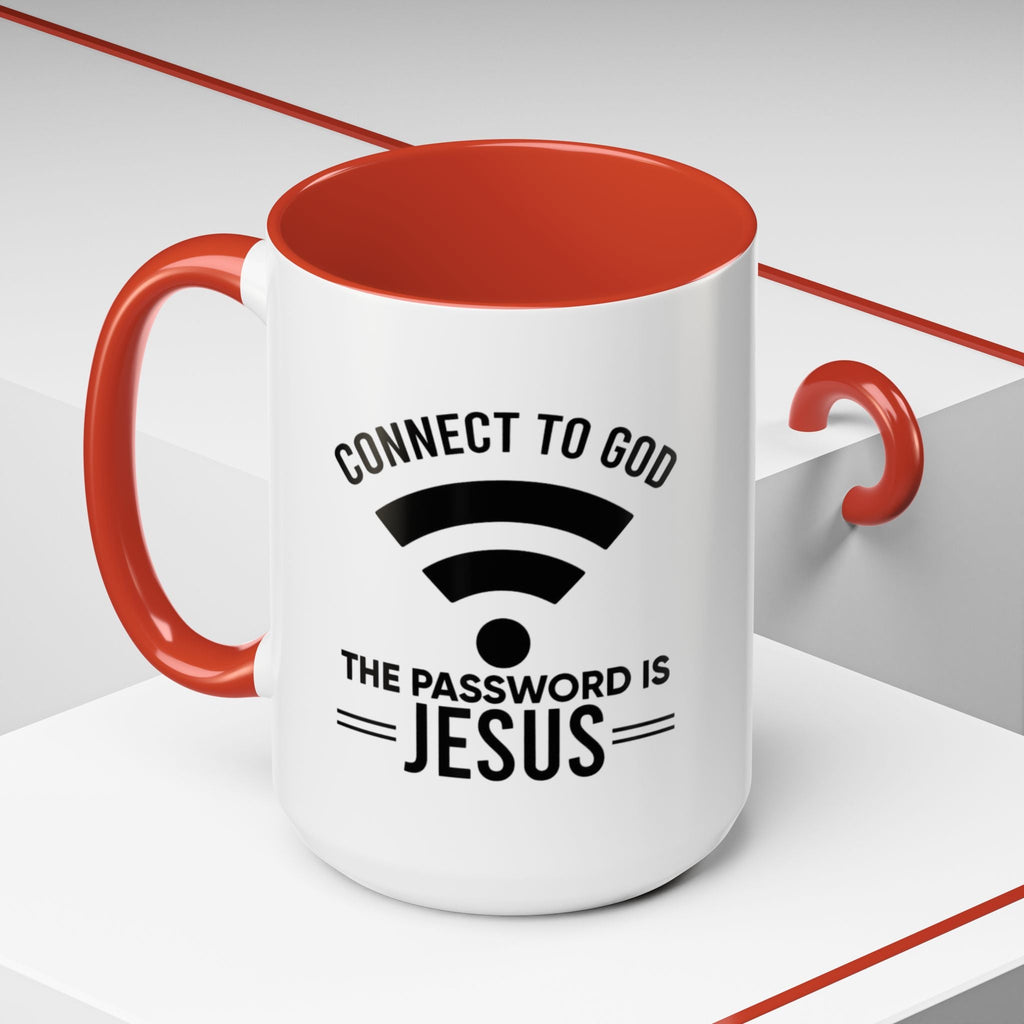Connect to God Coffee Mug — "WIFI Password is Jesus" Funny Christian Faith Mug Printify
