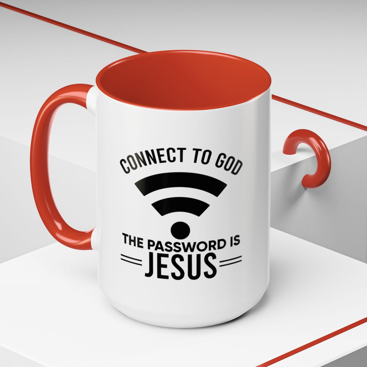 Connect to God Coffee Mug — "WIFI Password is Jesus" Funny Christian Faith Mug Printify