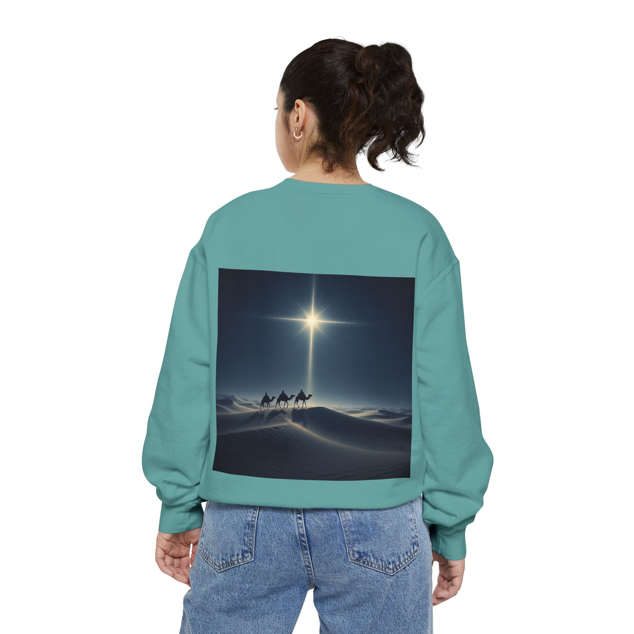 3 Wise Men Sweatshirt – Magi Camels Nativity Journey Christian Christmas Sweatshirt for Epiphany Faith & Holy Night Printify