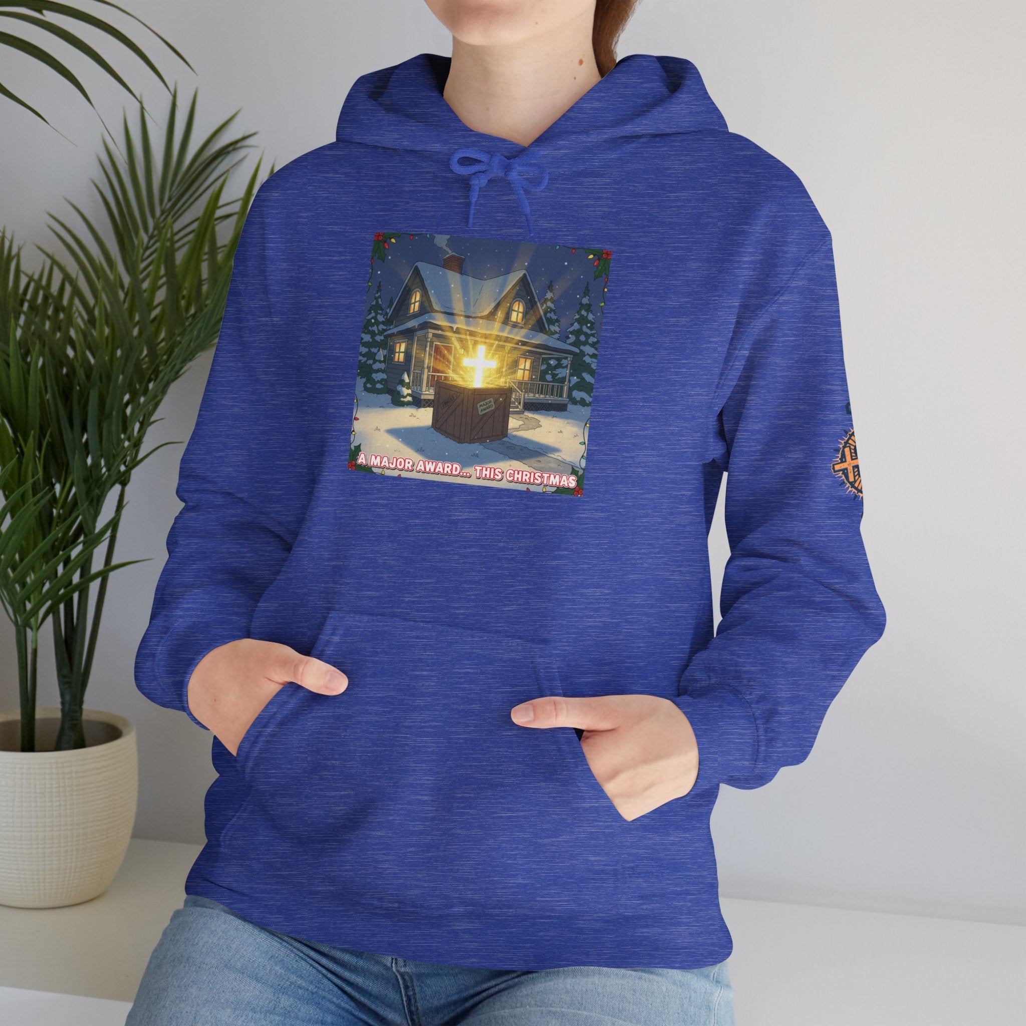 A Major Award This Christmas Hoodie – Fragile Leg Lamp Parody Cross Unboxing Christian Sweatshirt for Hilarious Faith & Holiday Glow Printify