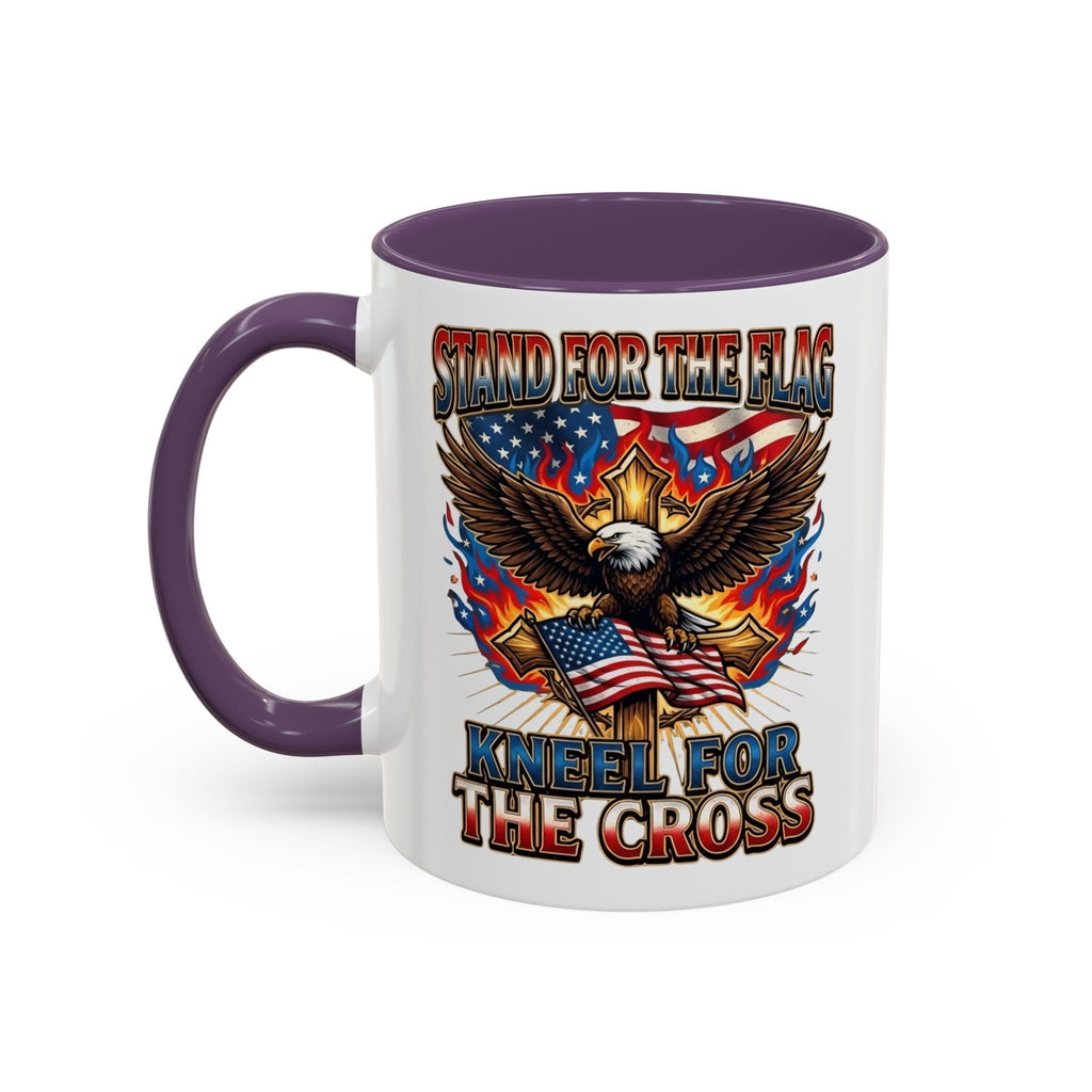 Patriotic Eagle Coffee Mug — "Stand for the Flag, Kneel for the Cross" (11/15oz) Printify