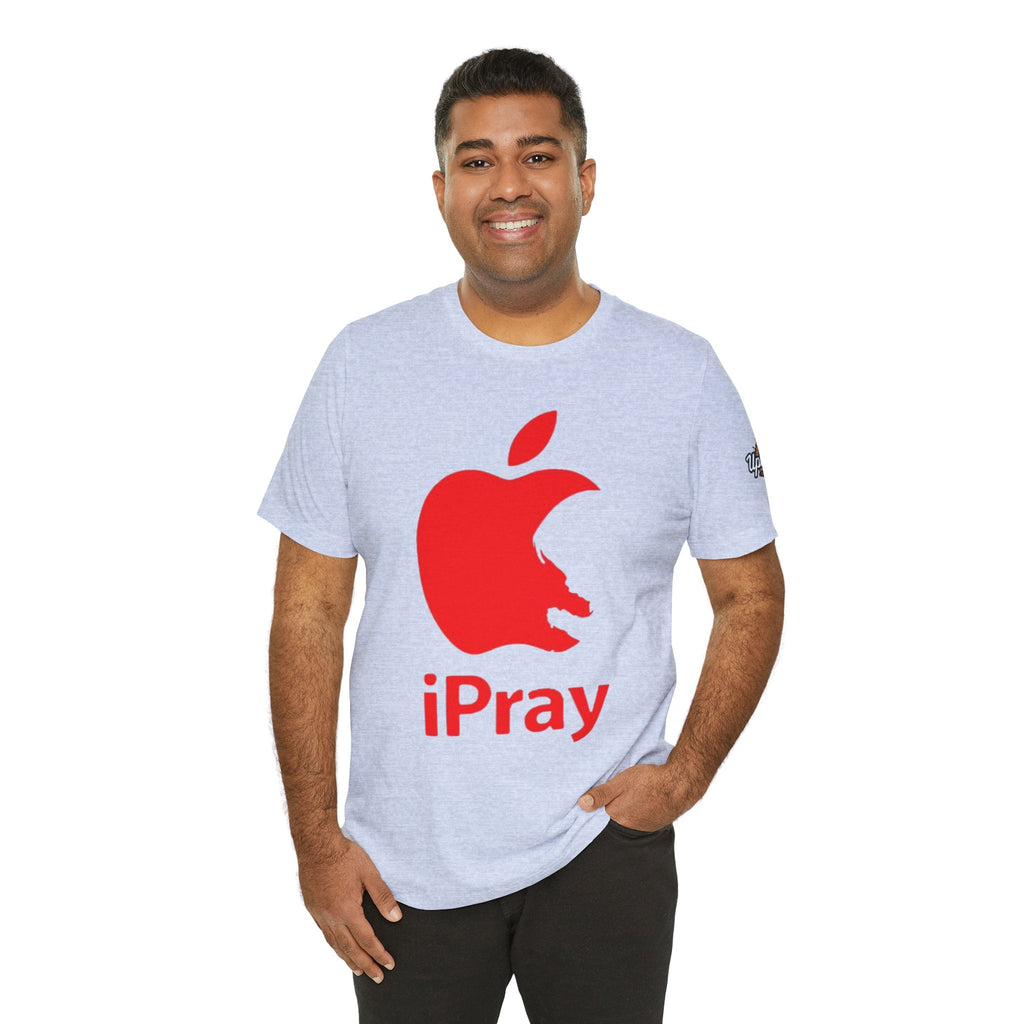 iPray Red Apple Christian T-Shirt — Faith Graphic Tee Printify