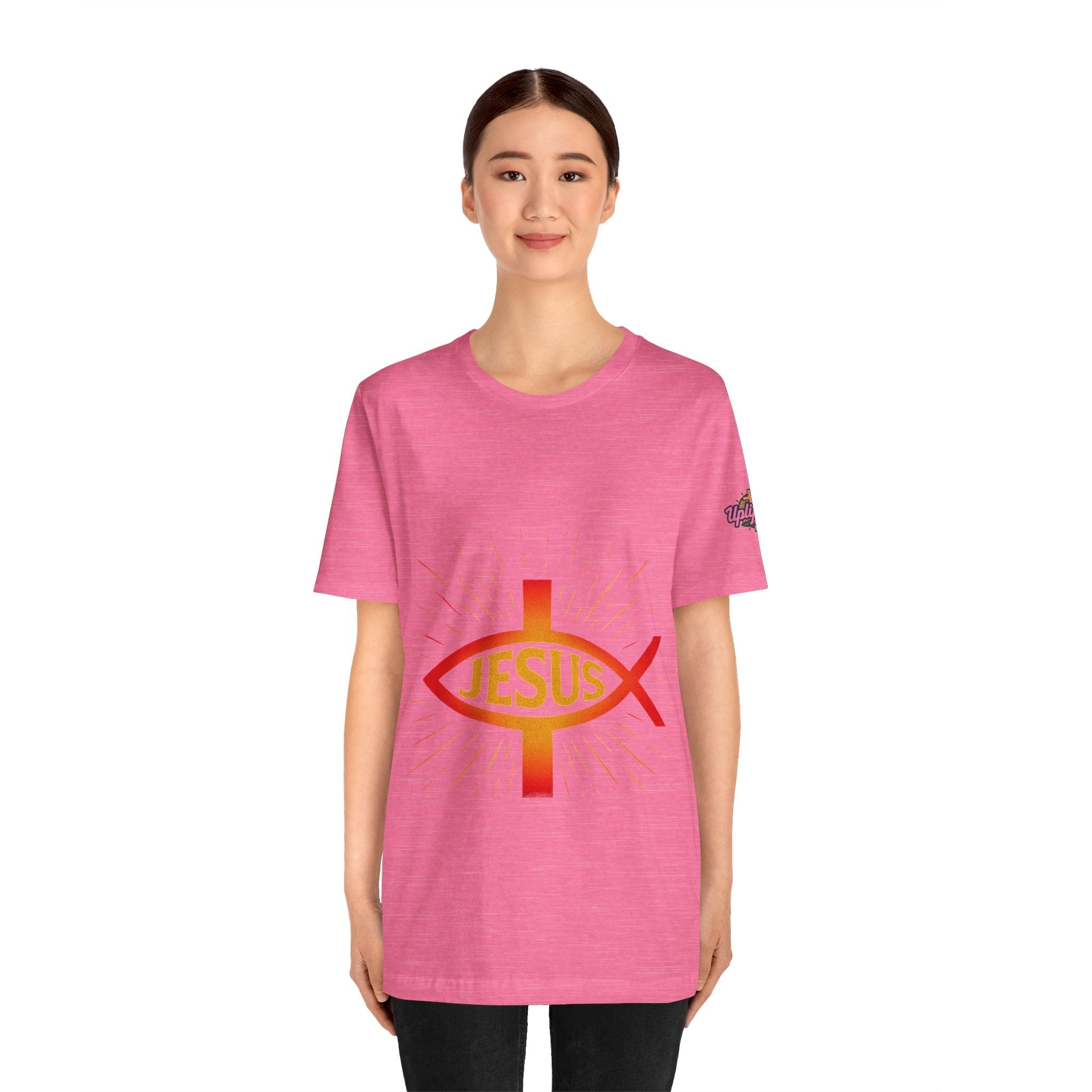 Jesus Ichthys T-shirt – Christian Fish Symbol with Cross & Jesus Inscription T-shirt for Eternal Faith & Streetwear Printify