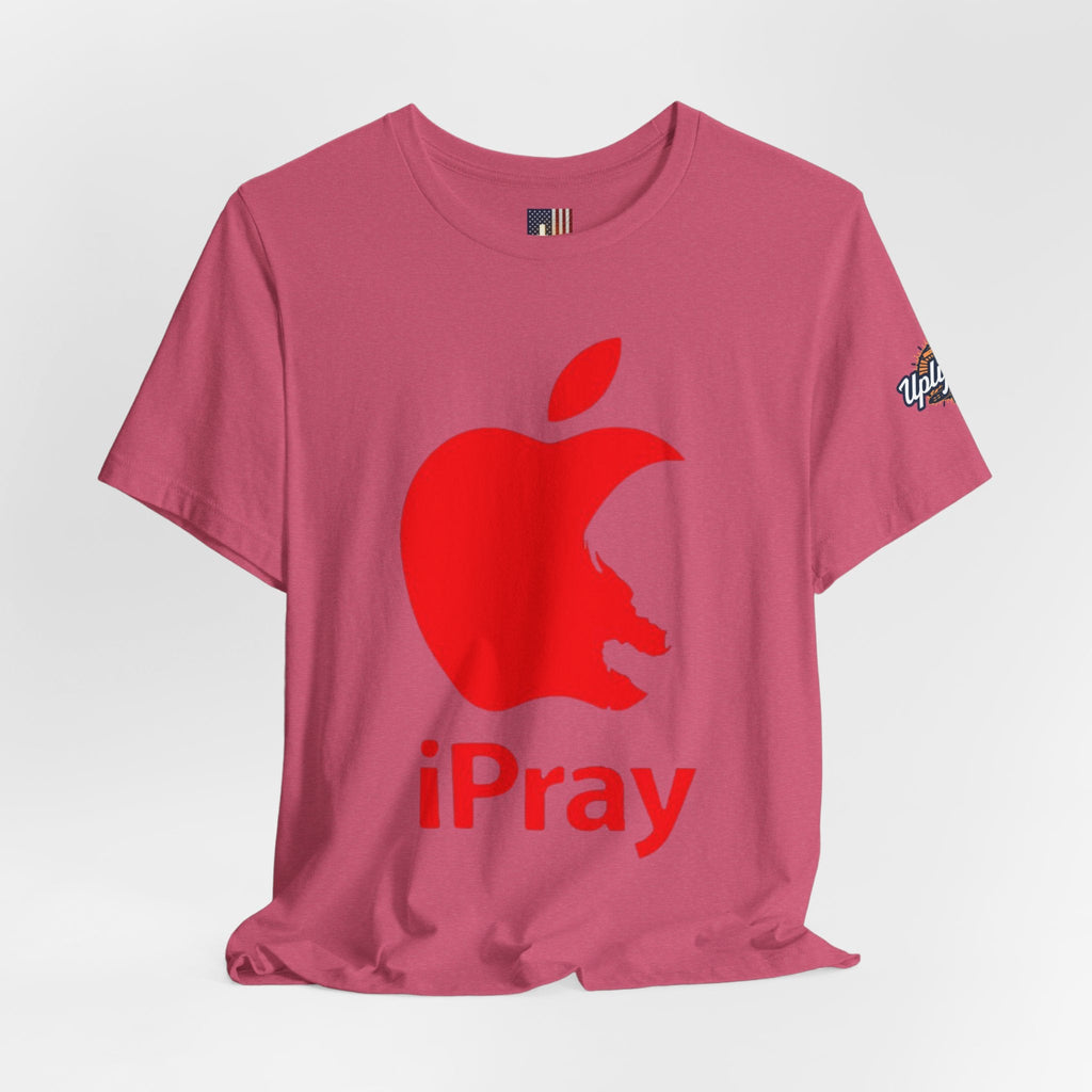 iPray Red Apple Christian T-Shirt — Faith Graphic Tee Printify