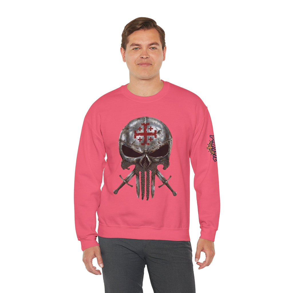 Crusader Knight Christian Skull Sweatshirt - Warrior Armor of God Sweatshirt Printify