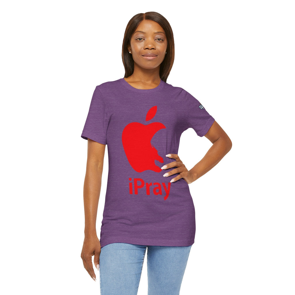 iPray Red Apple Christian T-Shirt — Faith Graphic Tee Printify