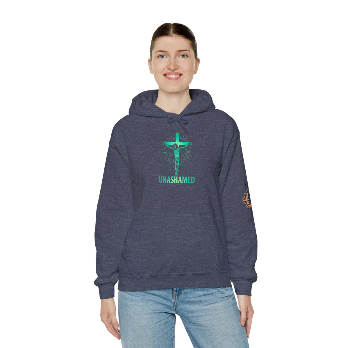 Unashamed Hoodie – Romans 1:16 Crucifixion Christian Hoodie for Bold Unwavering Faith Printify