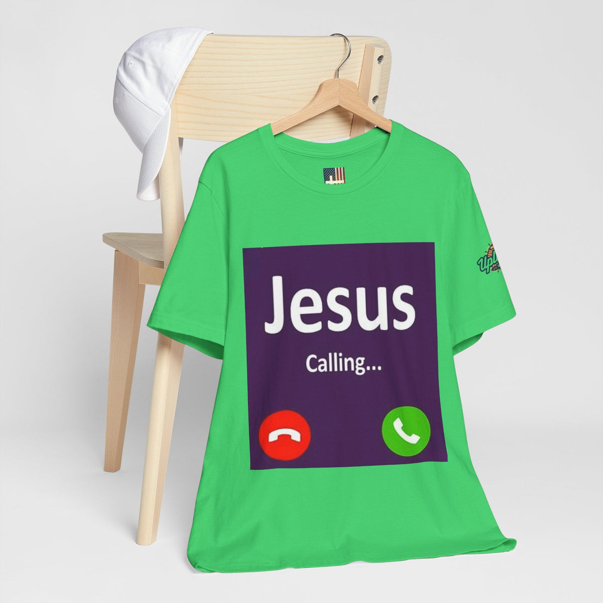 Jesus Calling T-shirt – Funny Cell Phone Screen Christian T-shirt for Divine Connection & Faith Humor Printify