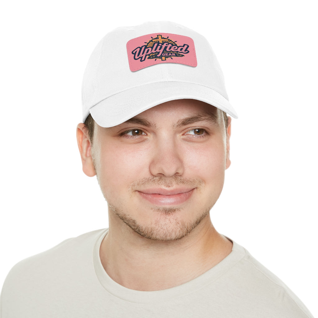 Uplifted Gear Leather Patch Dad Hat — Vintage Aviation Logo Cap Printify