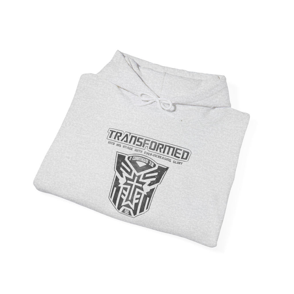 Transformer Logo Christian Hoodie | 2 Corinthians 3:18 Bible Verse Hoodie Printify