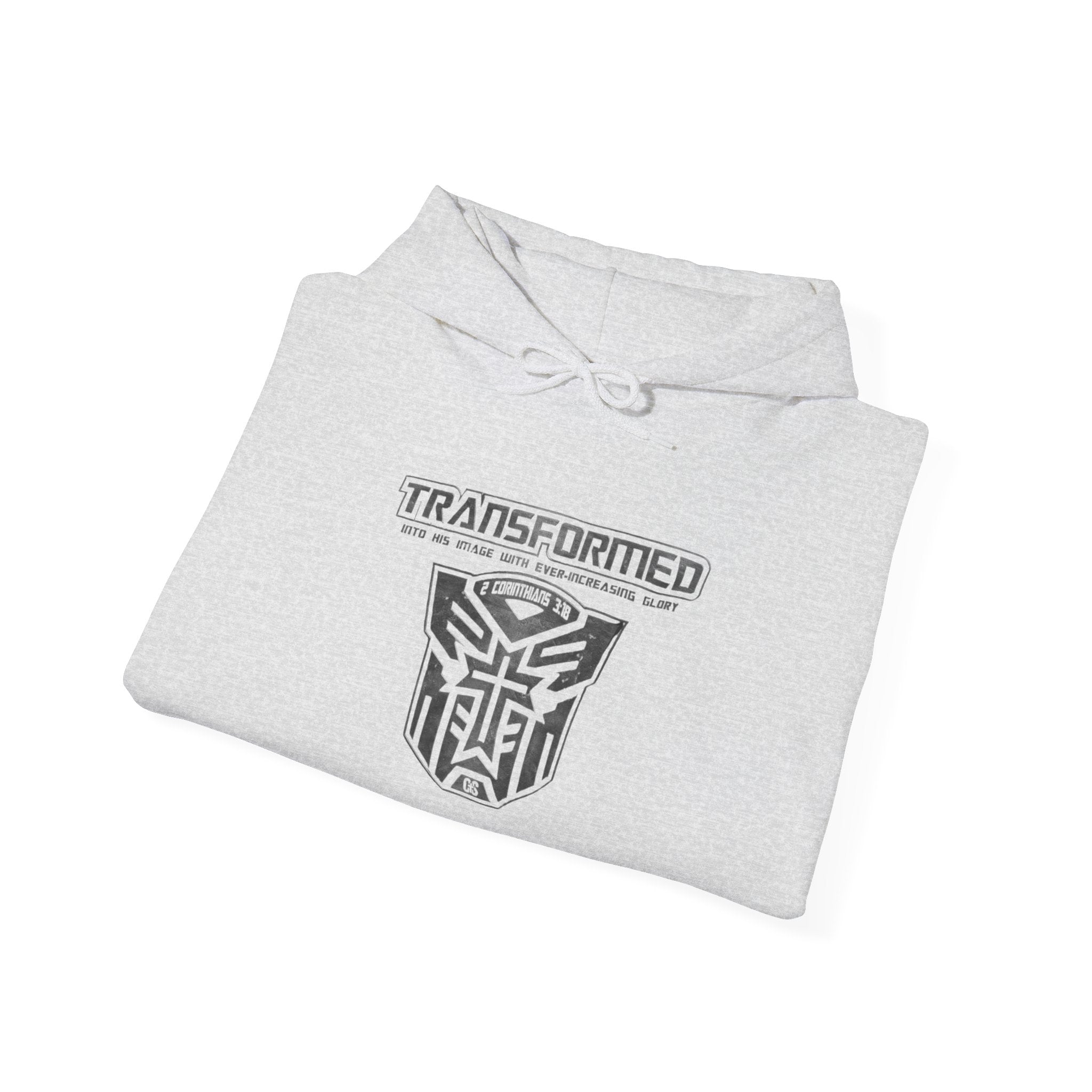 Transformer Logo Christian Hoodie | 2 Corinthians 3:18 Bible Verse Hoodie Printify