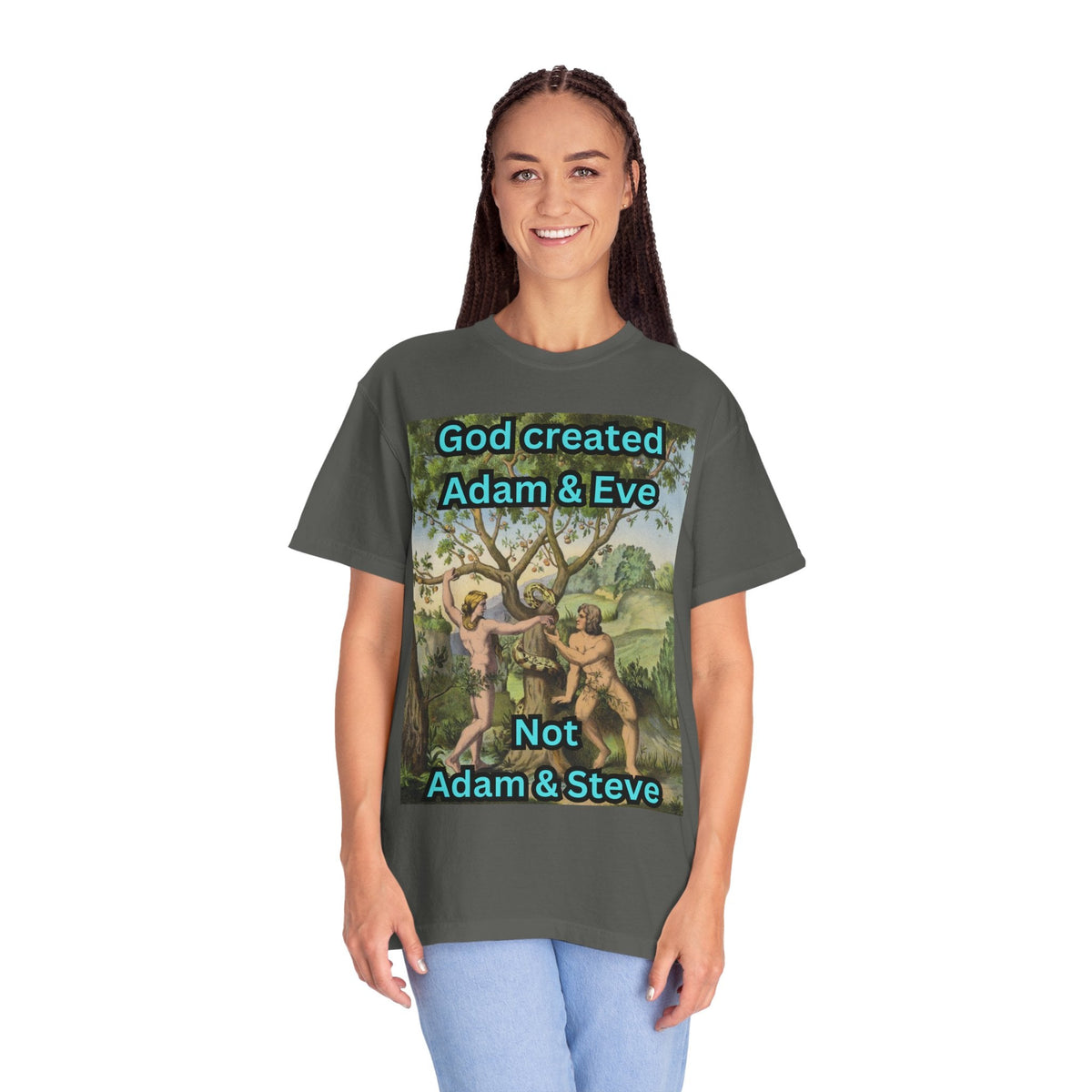 God Created Adam and Eve T-Shirt – Biblical Truth Christian Tee for Bold Faith Printify