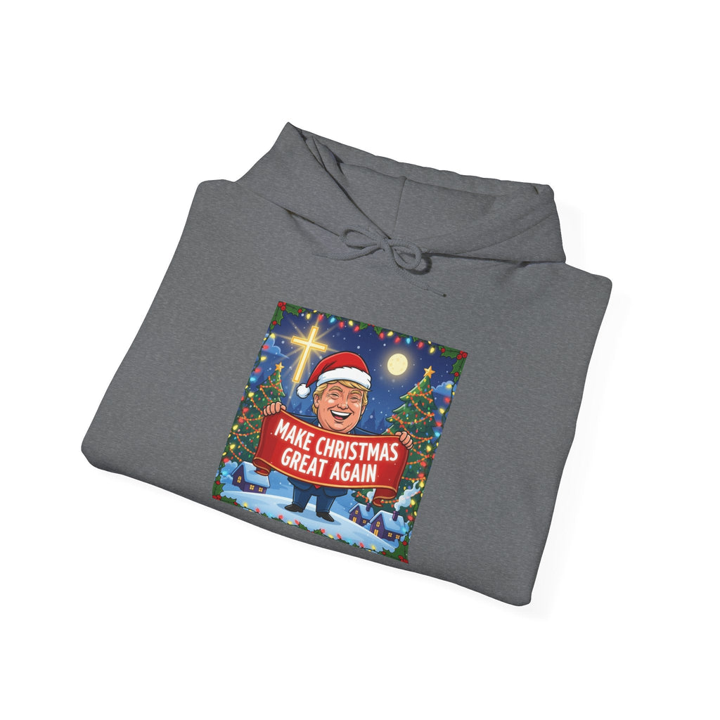 🎄 Make Christmas Great Again – Patriotic Christian Christmas Hoodie | Bold Holiday Faith Tee | Red & White Banner Design | Uplifted Gear Printify