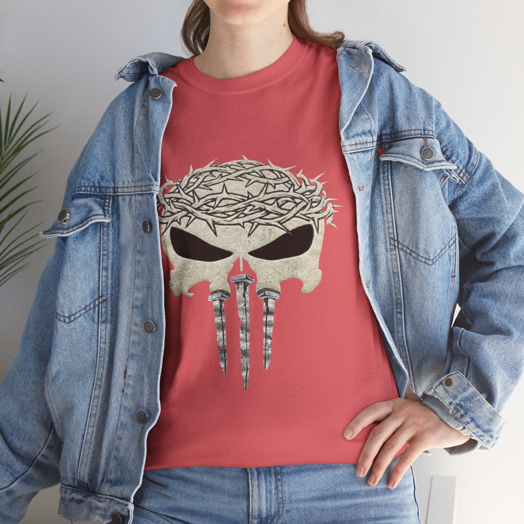 Christian Skull T-shirt - Crown of Thorns & Nails - Warrior Faith T-shirt Printify