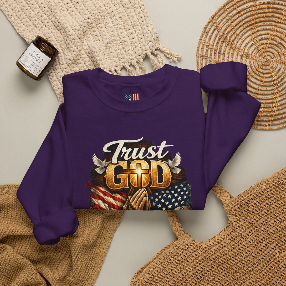 Trust God Not Government Sweatshirt — Vintage Patriotic Christian Sweatshirt Printify