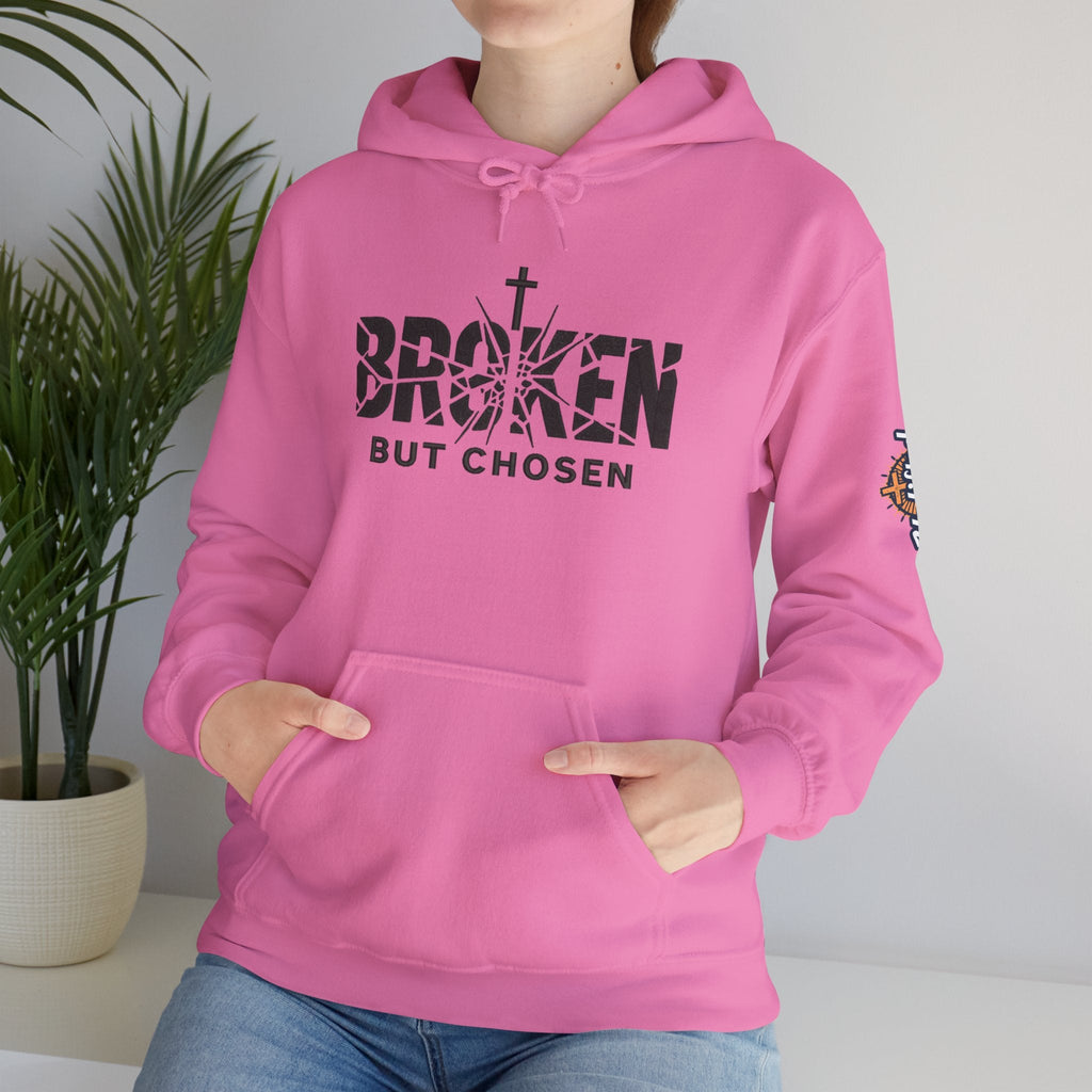 Broken But Chosen Hoodie — Christian Faith Graphic Sweatshirt Printify